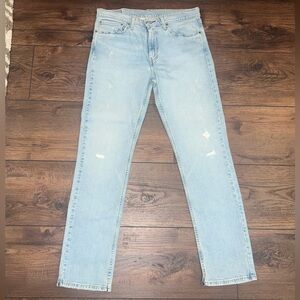 Levi's 511 Blue Distressed Straight Jeans Classic Denim Style